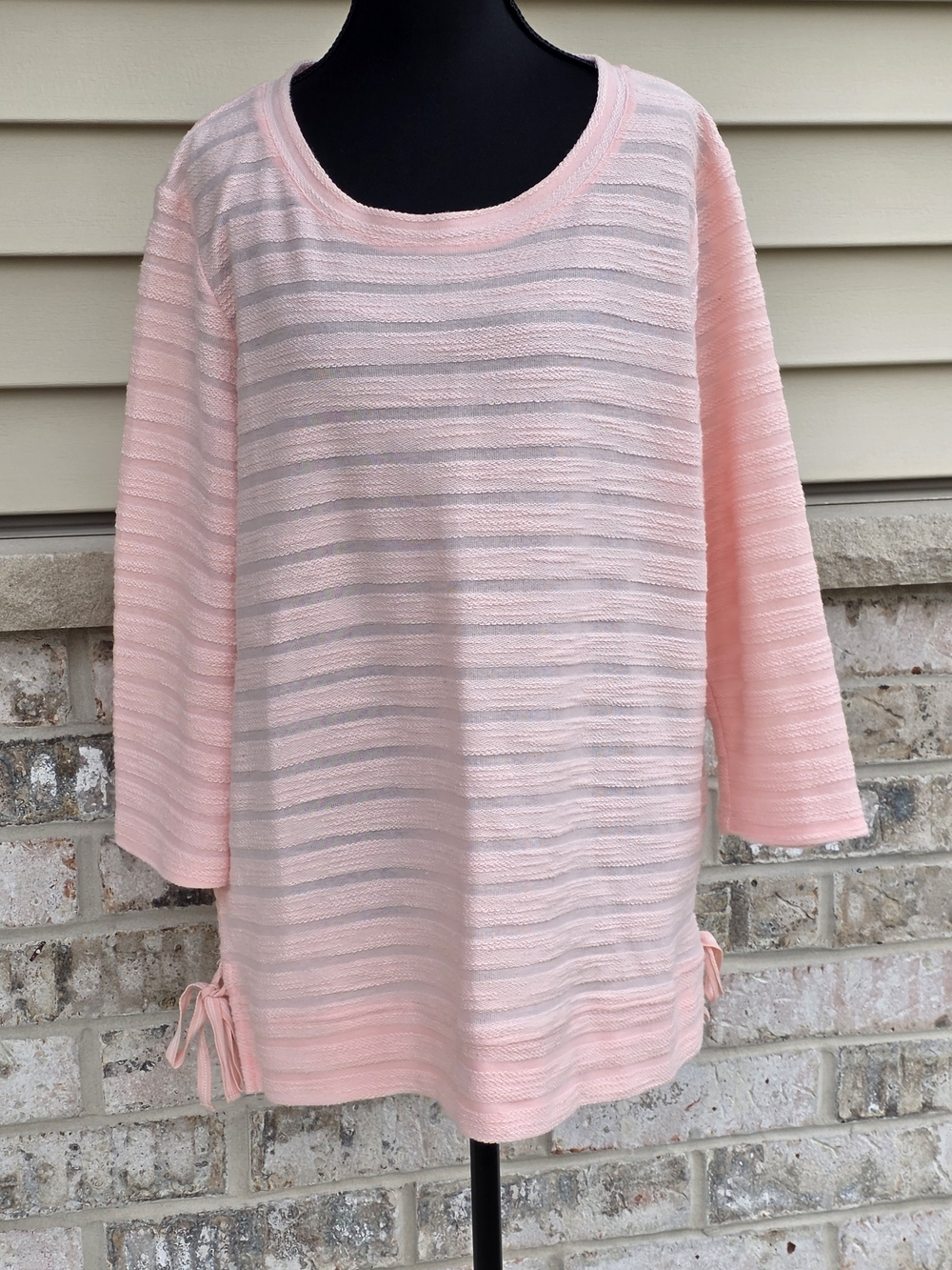 Liberty Lane Pink Textured Top XL Side Tie Hem